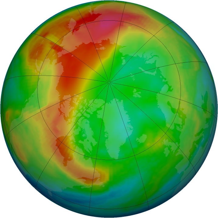 Arctic ozone map for 19 January 1990